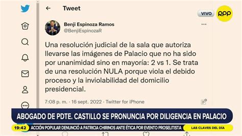 Rpp Noticias On Twitter 🔴 Envivo Benji Espinosa Abogado Del