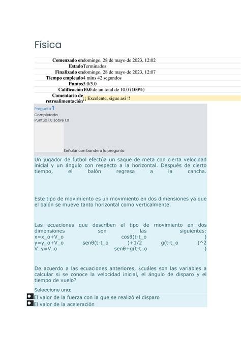 Física autocalificable 3 FÌsica Comenzado endomingo 28 de mayo de