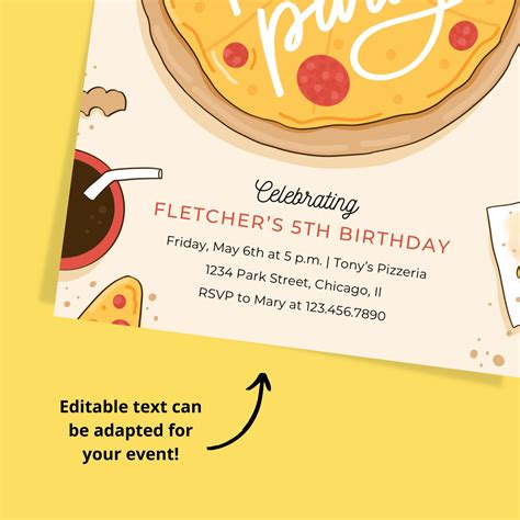 Pizza Party Invitation, Kids Birthday, Editable Template, Email Invite ...