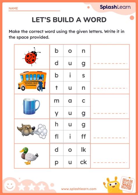 Lets Build Short Vowel U Words Ela Worksheets Splashlearn