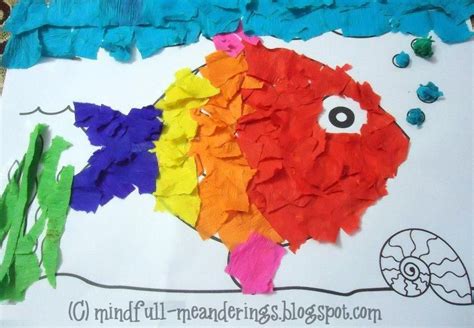 Paper Collage Rainbow Fish Crafts Art Activities For Kids Ocean Crafts