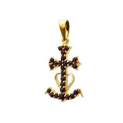 Pendentif Croix De Camargue Grenats Sur Vermeil Fanny