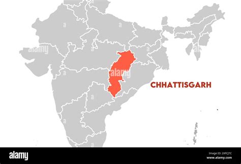 Chhattisgarh Map On Focus State Of India Republic Of India