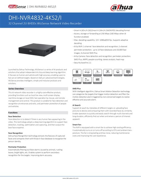 Dahua Nvr Ks I Ch U Hdd K Ai Wizsense Nvr Security System Asia