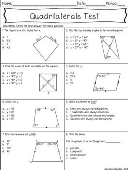 Unit Test Study Guide Polygons And Quadrilaterals