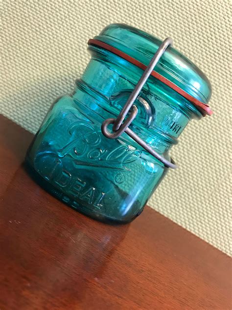 Blue Ball Jar Vintage Ball Ideal Canning Jar Turquoise Mason Jar Ball Jar With Wire Pint