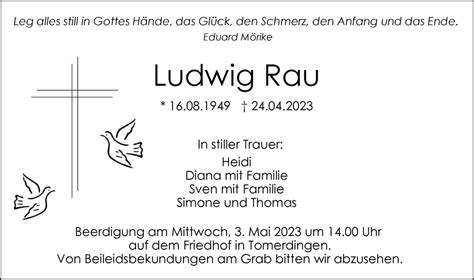 Traueranzeigen Von Ludwig Rau S Dwest Presse Trauer