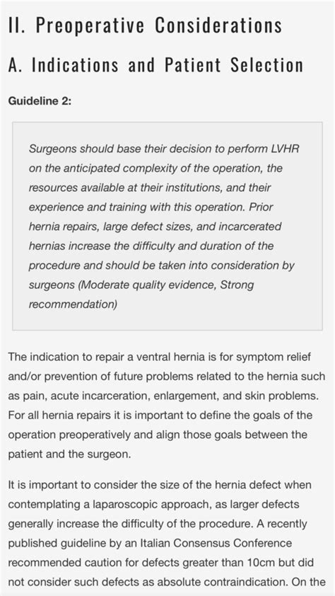 Guidelines For Laparoscopic Ventral Hernia Repair A Sages Guidelines