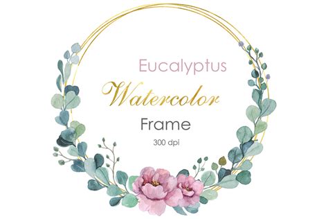 Watercolor Eucalyptus Wreath Clipart Png Graphic By Komtsyantatyanaart