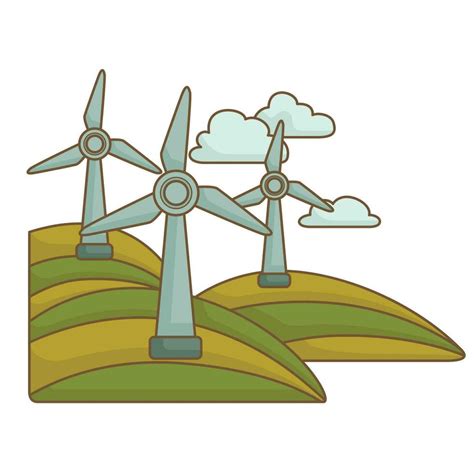 Go Green Technology Wind Energy Eco Friendly Cartoon Illustration ...