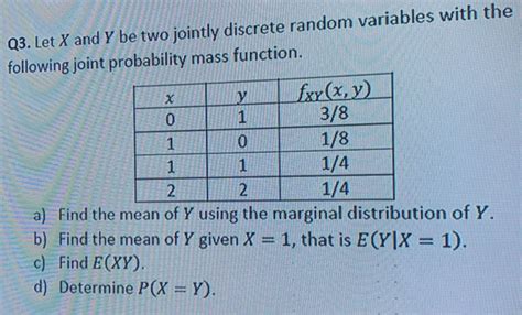 Solved Q3 Let X And Y Be Two Jointly Discrete Random