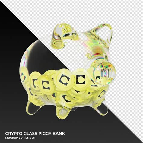 Premium Psd Celo Celo Glass Piggy Bank With Crypto Coins D Illustration