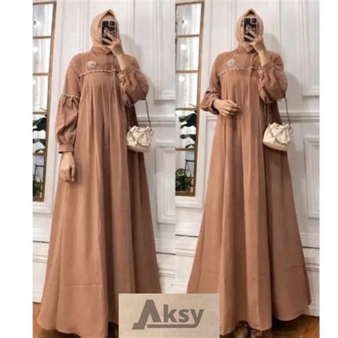 Jual Mariyam Dress Gamis Premium Size M L Xl Gamis Crinkle Airflow