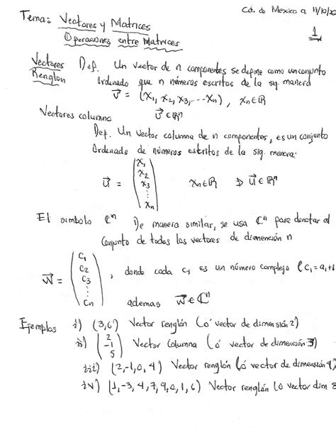 Solution Ta Clase De Al Er Dep Vectores Y Matrices Operaciones Entre