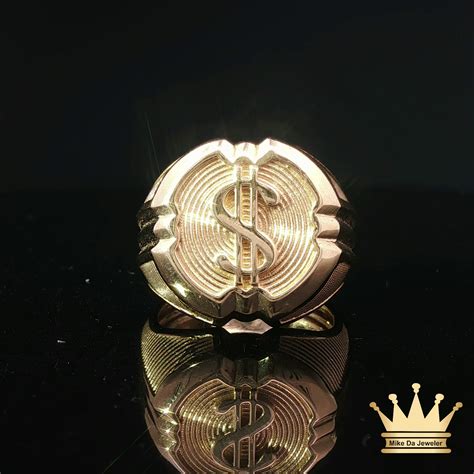 gold dollar sign ring bold style mikedajeweler nyc