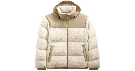 The North Face Faux Shearling Nuptse Puffer Coat In Natural For Men Lyst