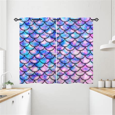 Amazon Anhope Fish Scale Kitchen Curtains Grommet Waterproof