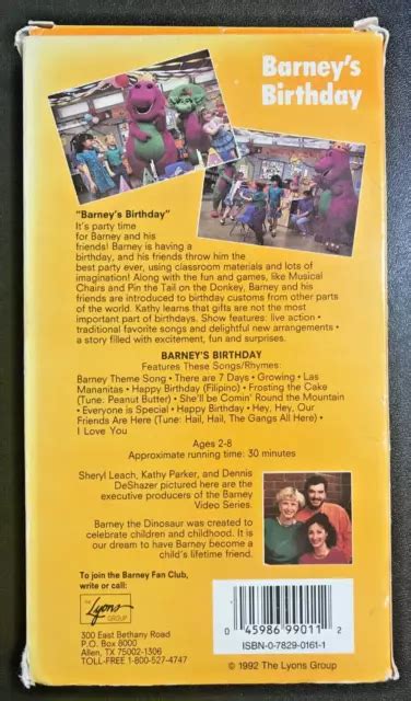 Barney Friends Barney S Geburtstag Vhs Video Band Hinterhof Gang