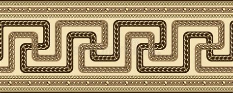 Ancient Greek Borders With Gold Chains Beads Stock Illustration