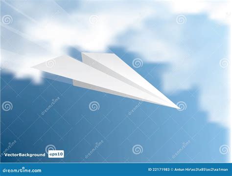 Paper Plane On Sky Stock Vector Illustration Of Fold 22171983