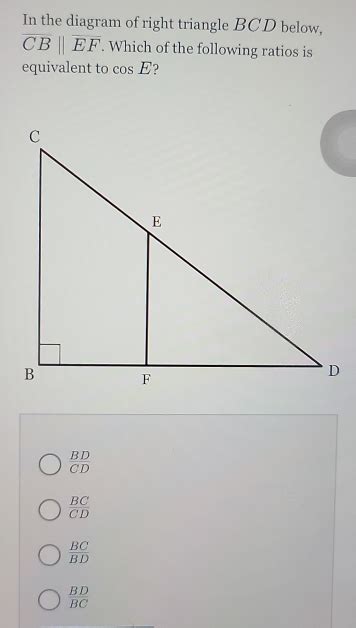 Solved In The Diagram Of Right Triangle BCD Below Overline CBparallel