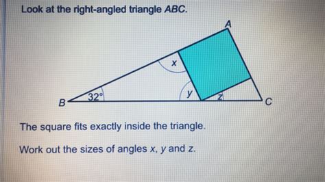 Solved Look At The Right Angled Triangle Abc The Square Fits Exactly Inside The Triangle Work