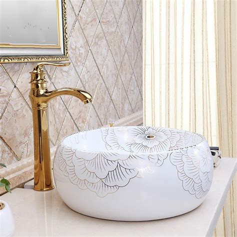 Jingdezhen Bathroom Ceramic Sink Wash Basin Porcelain Counter Top Wash