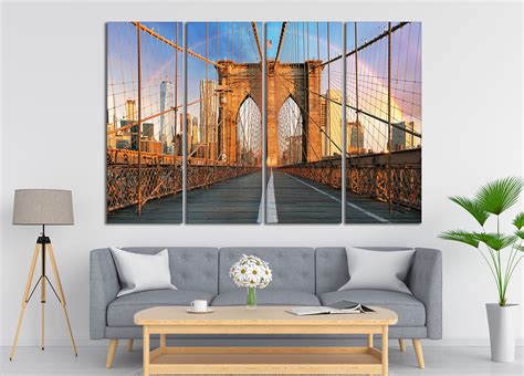 Brooklyn Bridge Wall Art New York Canvas Wall Art Cityscape Etsy