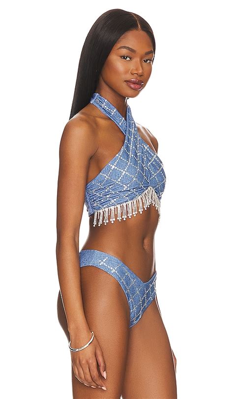 Designer Denim Bikini Jeans Swimwear In Light Navy Blue REVOLVE