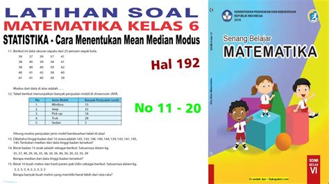 Latihan Soal Matematika Kelas 6 Statistika Halaman 190 Cara Menghitung Mean Median Modus Youtube