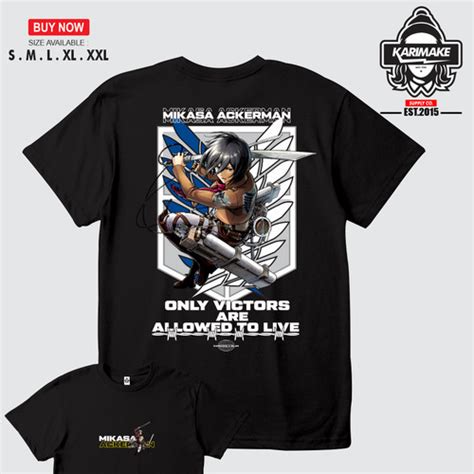 Jual Kaos Baju Anime Aot Attack On Titan Mikasa Ackerman Kaos Anime