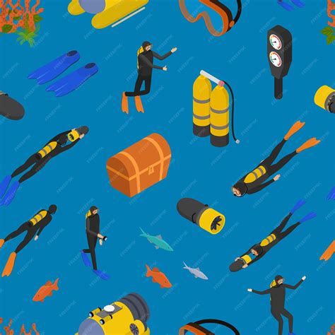 Знаки подводного плавания 3d seamless pattern background isometric view ...