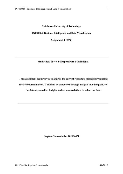 102106421 ASS No 1 Final 2 1 Business Intelligence And Data