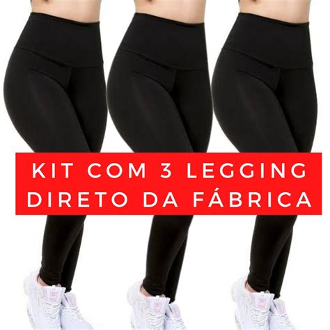 Kit 3 Legging Suplex Fit Fitness Academia Treino Cos Alto Escorrega O