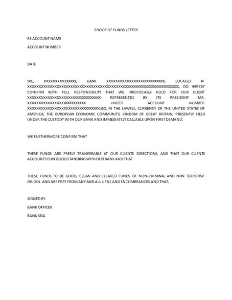 Proof Of Funds Letter Template Get The Perfect Format Today