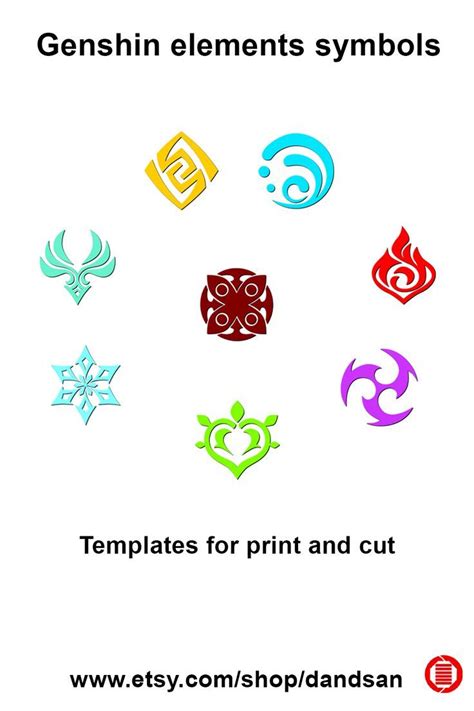 Genshin Element Symbols Svg Cut File Vector Printable Vision Etsy