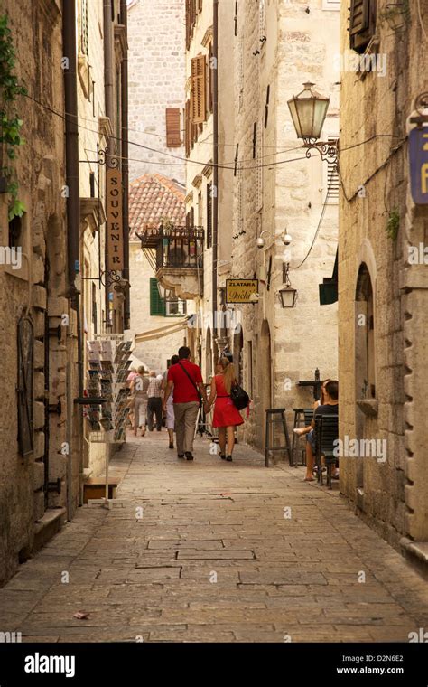 Narrow Street In Old Town Unesco World Heritage Site Kotor