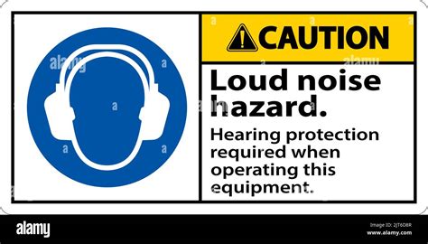 Caution Hearing Protection Required Sign On White Background Stock Vector Image And Art Alamy