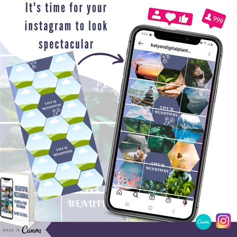 Beautiful Hexagonal Editable Instagram Puzzle Template Etsy