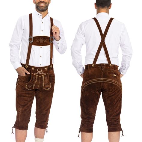 Authentic Mens Lederhosen Traditional German Leather Pants Leiderhosen