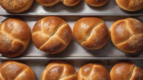 Dish With Crusty Buns From Above Premium Ai Generated Image