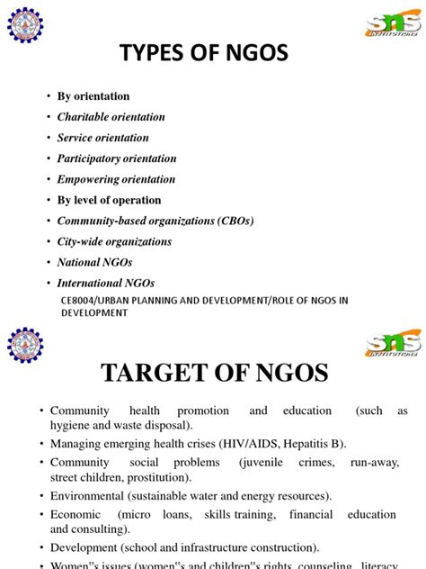 Types Of Ngos Ce8004 Urban Planning And Development Role Of Ngos In