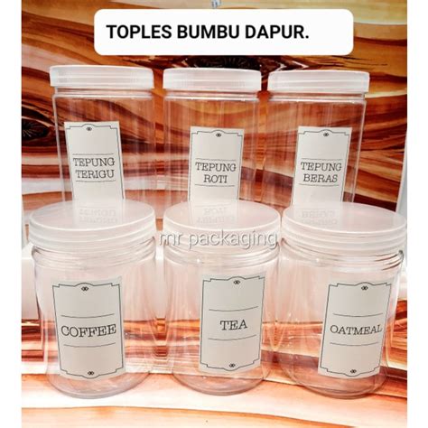 Jual Toples Bumbu Dapur STIKER LABEL Toples Plastik Isi Ulang Bumbu