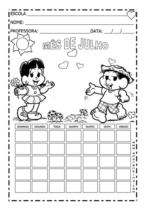 Alfabetizar AMOR CALENDÁRIOS DE JULHO