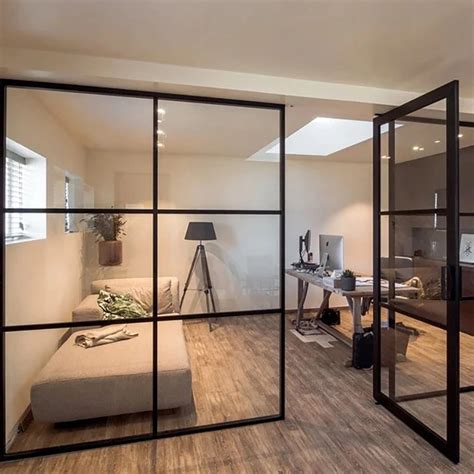 Innovative And Versatile Glass Partition Walls With Swing Door For A