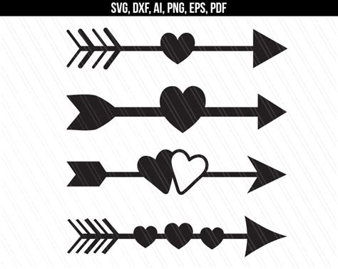 Arrow With Heart Svg Arrow Svg Dxf Cut Files Arrows With Etsy Hong Kong