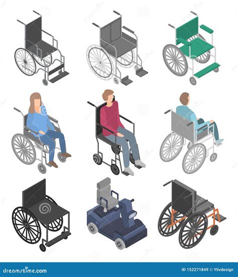 Wheelchair Icons Set Isometric Style Stock Vector Illustration Of