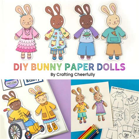 Bunny Paper Doll Coloring Pages Free Printables Crafting 50 Off