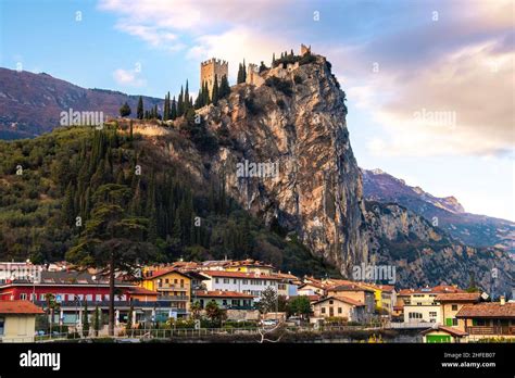 Arco City With Castle On Rocky Cliff In Trentino Alto Adige Province