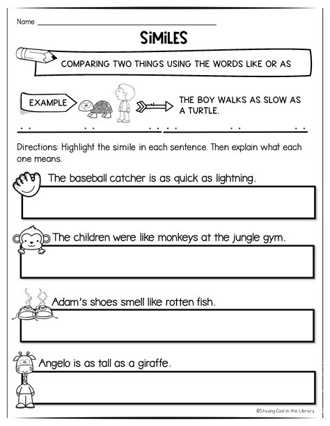 Figurative Language Worksheets And Posters Worksheets Library